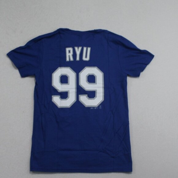 Majestic Men Blue Tee Shirt Los Angeles Dodgers Men 99 Ryu Size Small - Picture 2 of 10